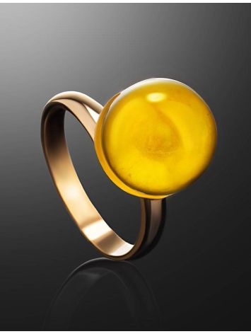 Gold-Plated Adjustable Ring With Natural Amber The Paris, Ring Size: Adjustable, image , picture 2