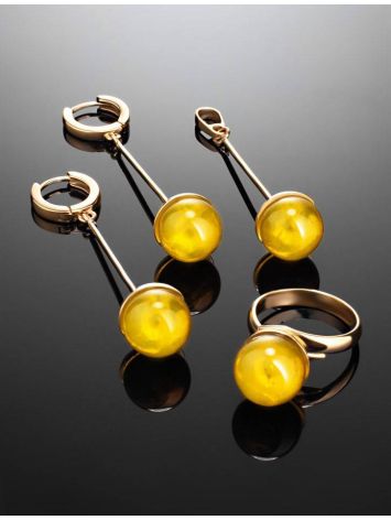 Gold-Plated Dangle Earrings With Lemon Amber The Paris, image , picture 5
