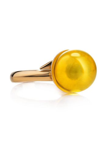 Gold-Plated Adjustable Ring With Natural Amber The Paris, Ring Size: Adjustable, image , picture 5