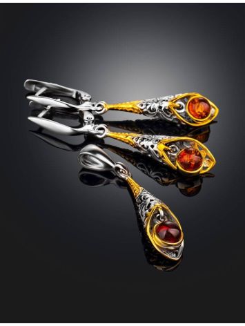 Voluptuous Gold Plated Silver Dangles With Amber The Roxanne, image , picture 5