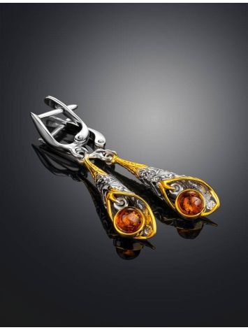 Voluptuous Gold Plated Silver Dangles With Amber The Roxanne, image , picture 2