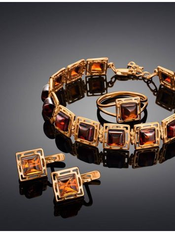 Geometric Gold Plated Amber Earrings The Ithaca, image , picture 5