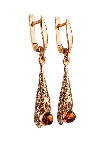 Ornate Gold Plated Amber Dangles The Roxanne, image , picture 3