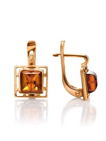 Geometric Gold Plated Amber Earrings The Ithaca, image , picture 3