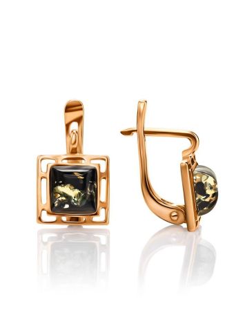 Geometric Green Amber Gold Plated Earrings The Ithaca, image , picture 4