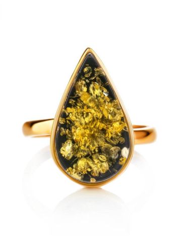 Gold Plated Amber Ring The Pulse, Ring Size: Adjustable, image , picture 4