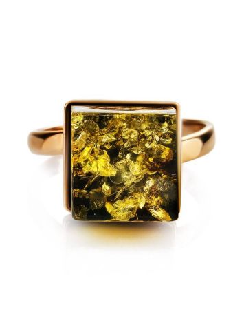 Gold-Plated Adjustable Ring With Green Amber The Sugar, Ring Size: Adjustable, image , picture 5