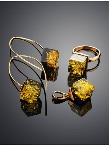 Gold-Plated Adjustable Ring With Green Amber The Sugar, Ring Size: Adjustable, image , picture 6