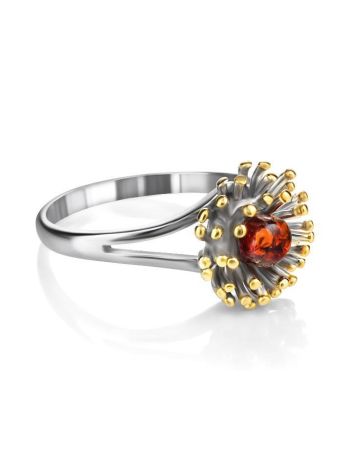 Cognac Amber Ring In Gold Plated Silver The Barbados, Ring Size: 12 / 21.5, image , picture 3