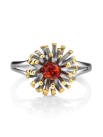 Cognac Amber Ring In Gold Plated Silver The Barbados, Ring Size: 12 / 21.5, image , picture 4