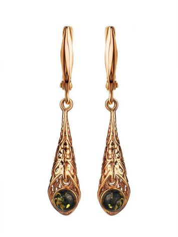 Classy Gold Plated Silver Amber Dangles The Roxanne, image 