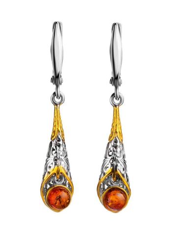 Voluptuous Gold Plated Silver Dangles With Amber The Roxanne, image 