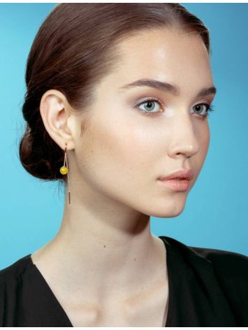 Amber Threader Earrings In Gold-Plated Silver The Jupiter, image , picture 5