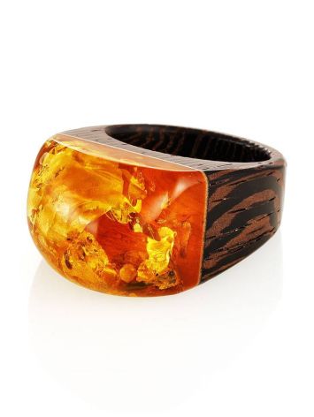Cognac Amber Wooden Ring The Indonesia, Ring Size: 9.5 / 19.5, image , picture 4