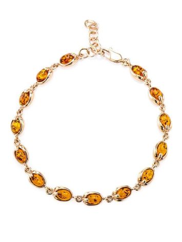 Link Gold Plated Bracelet With Cognac Amber The Astrid, image , picture 3