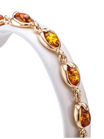 Link Gold Plated Bracelet With Cognac Amber The Astrid, image , picture 2