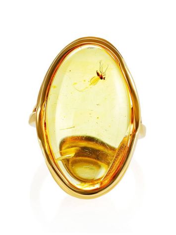 Amber With Inclusions Cocktail Ring In Gold Plated Silver The Clio, Ring Size: Adjustable, image , picture 5