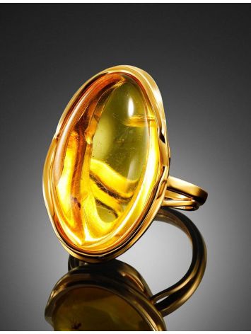 Amber With Inclusions Cocktail Ring In Gold Plated Silver The Clio, Ring Size: Adjustable, image , picture 3