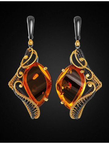 Amber Earrings In Gold-Plated Silver The Triumph, image , picture 3
