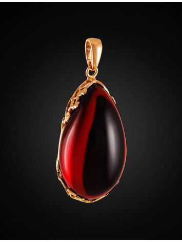 Voluptuous Gold-Plated Pendant With Red Amber The Cascade, image , picture 4