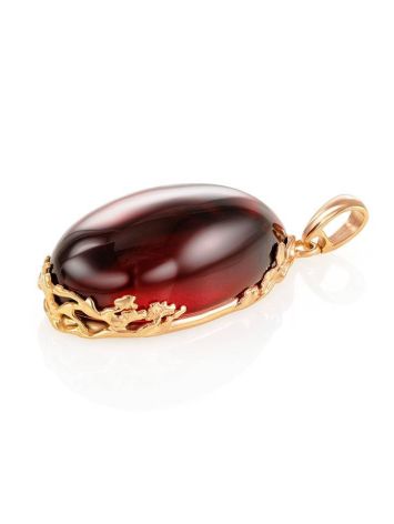 Voluptuous Gold-Plated Pendant With Red Amber The Cascade, image , picture 3