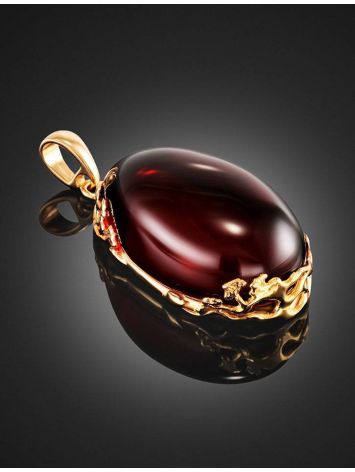 Voluptuous Gold-Plated Pendant With Red Amber The Cascade, image , picture 2