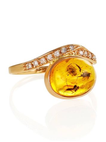 Amber Ring With Inclusions And Crystals In Gold The Clio, Ring Size: 8.5 / 18.5, image , picture 5