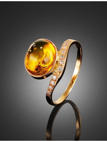 Amber Ring With Inclusions And Crystals In Gold The Clio, Ring Size: 8.5 / 18.5, image , picture 4