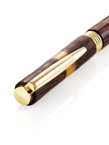Handcrafted Wenge Wood Pen With Honey Amber The Indonesia, image , picture 5
