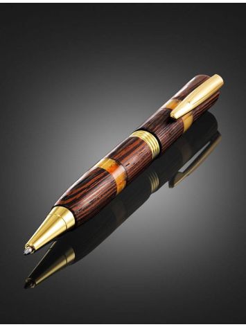 Handcrafted Wenge Wood Pen With Honey Amber The Indonesia, image , picture 2