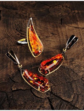 Handcrafted Gold-Plated Silver Ring With Cognac Amber The Palladio, Ring Size: Adjustable, image , picture 4