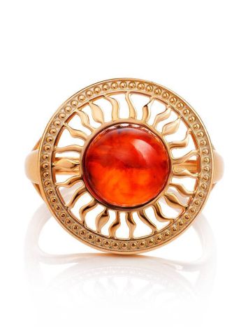 Cocktail Amber Ring In Gold-Plated Silver The Helios, Ring Size: 6.5 / 17, image , picture 4