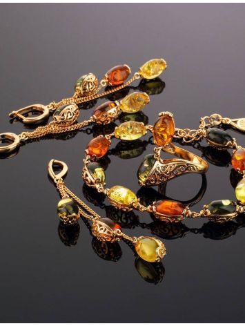 Multicolor Amber Ring In Gold-Plated Silver The Casablanca, Ring Size: 10 / 20, image , picture 5