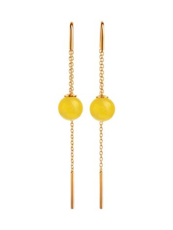 Amber Threader Earrings In Gold-Plated Silver The Jupiter, image , picture 3
