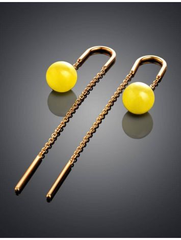 Amber Threader Earrings In Gold-Plated Silver The Jupiter, image , picture 2