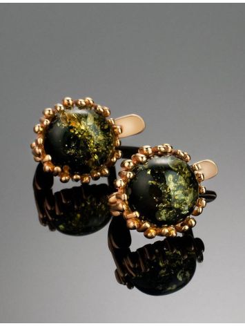 Green Amber Earrings In Gold-Plated Silver The Brunia, image , picture 2