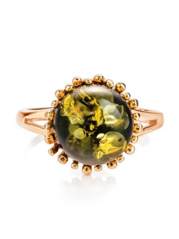 Gold-Plated Ring With Green Amber The Brunia, Ring Size: 13 / 22, image , picture 5