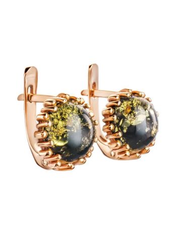 Green Amber Earrings In Gold-Plated Silver The Brunia, image , picture 3