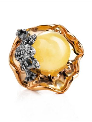 Adorable Gold-Plated Ring With Butterscotch Amber The Vasilisa​, Ring Size: 9.5 / 19.5, image , picture 5