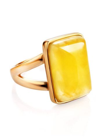 Stylish Natural Honey Amber Ring The Copenhagen, Ring Size: 6.5 / 17, image , picture 3