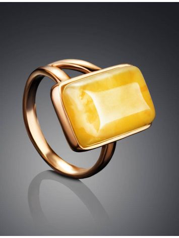 Stylish Natural Honey Amber Ring The Copenhagen, Ring Size: 6.5 / 17, image , picture 2