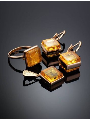 One Size Square Amber Ring In Gold The Ovation, Ring Size: Adjustable, image , picture 5