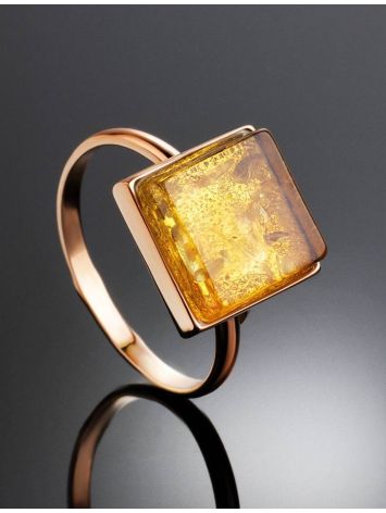 One Size Square Amber Ring In Gold The Ovation, Ring Size: Adjustable, image , picture 2
