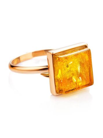 One Size Square Amber Ring In Gold The Ovation, Ring Size: Adjustable, image , picture 3