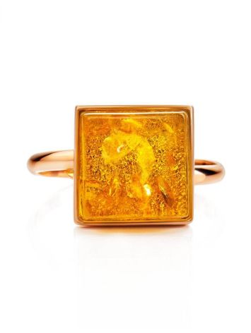 One Size Square Amber Ring In Gold The Ovation, Ring Size: Adjustable, image , picture 4