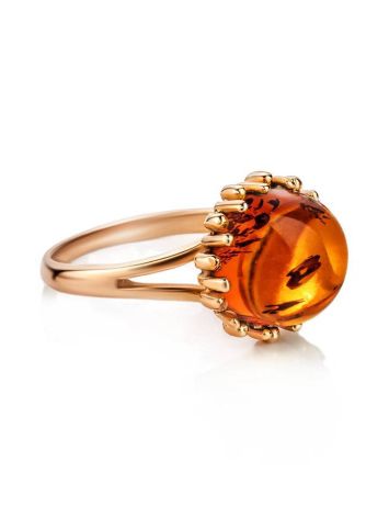 Cognac Amber Ring In Gold-Plated Silver The Brunia, Ring Size: 13 / 22, image , picture 4