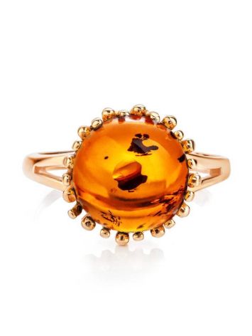 Cognac Amber Ring In Gold-Plated Silver The Brunia, Ring Size: 11 / 20.5, image , picture 5