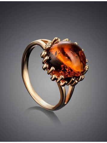 Cognac Amber Ring In Gold-Plated Silver The Brunia, Ring Size: 13 / 22, image , picture 2
