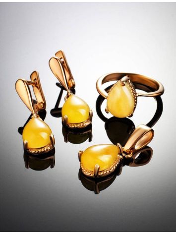 Gold-Plated Ring With Honey Amber The Twinkle, Ring Size: 11.5 / 21, image , picture 6