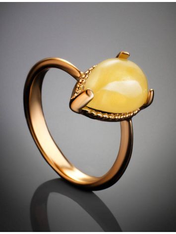 Gold-Plated Ring With Honey Amber The Twinkle, Ring Size: 11.5 / 21, image , picture 2